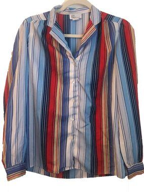 VINTAGE LEVI STRAUSS & CO.  POLYESTER LONG SLEEVE MULTICOLOR BLOUSE